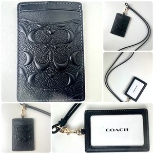 RARE Coach LANYARD Signature Smooth Calf Leather Black New without Tags